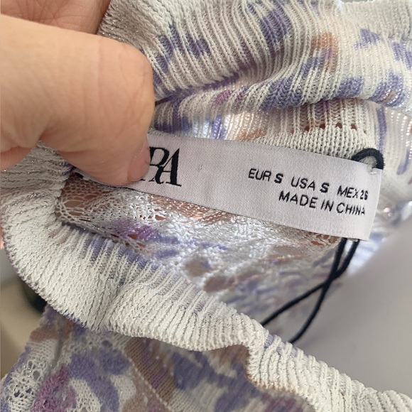 ZARA New Floral Knit Mock Neck Top Size S - Picture 5 of 5